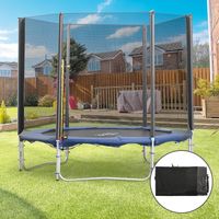 Filet de sécurité trampoline Ø244 cm 6 poteaux droits porte fermeture éclair noir 244x180 cm