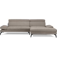 KONSIMO RENAR Ecksofa Modern, 4 Sitzer, bewegliche Kopfstütze, graubeige