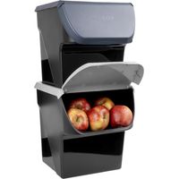 Contenedor para verduras, frutas, cebollas, patatas, ajos, color antracita, gris, juego de 2, 13 l