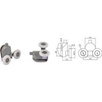 Coppia Cuscinetti Doppia Ruota Attacco Inferiore Box Doccia – Nylon Grigio Ø23 mm – Foro Vetro 12 mm