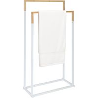 Relaxdays Portasciugamani , H x L x P: 84,5 x 45 x 21 cm, metallo, bambù, 2 aste, da terra