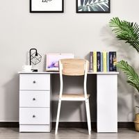 HOMCOM Bureau Informatique Multimédia Multi-Rangements - 3 Tiroirs & 2 Étagères, 120x49x72cm, Blanc