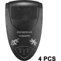 Lot de 4 répulsifs antiparasitaires à ultrasons - Anti-souris - Antiparasitaire prêt à l'emploi, idéal pour les souris, également efficace contre les cafards, les fourmis et les moustiques (noir)