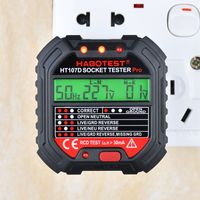 Testeur de Prise Électrique HT107D avec Écran LCD, 90–250 V, 45–65 Hz, Norme UE