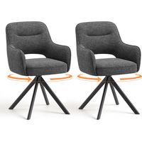SMARTUE Lote de 2 Sillas Giratorias, Sillas Giratorias Premium con Reposabrazos Medios y Estructura Metálica Estable, Color Gris