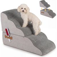 1 Escalier Pour Chien 5 Marches Mousse Haute Densité Housse Lavable Base Antidérapante Salon Chambre