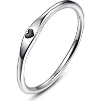 Alliance empilable en argent sterling 925, motif cœur sculpté, tailles 5 à 10.