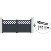 HELMIS 3 m H.140 cm graues Aluminium-Schwingtor + RANGER B150 Schwingtorantrieb