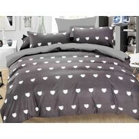 ENSEMBLE DE LITERIE 160x200 CŒURS AMOUR GRIS ÉLÉGANCE SAINT-VALENTIN