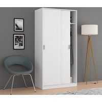 Armoire 100x50x200 cm blanc mat avec 2 portes et 1 étagère – Panneaux de mélamine – Poids supporté 45 kg – Altri