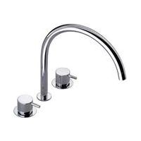 Miscelatore a tre fori a due manopole Vola KV15, cromo lucido - KV15-16