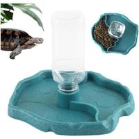Distributeur d'eau Reptile Tortue,2 en 1 Abreuvoir Tortue Terrestre, Bol d'eau de Terrarium Reptiles Accessoires, Bol d'eau Reptiles