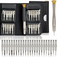 25-teiliges Schraubendreher-Set für PC, Brille, Handy, Uhr, Digitalkamera, Präzisionsschraubendreher-Reparaturset mit schwarzer Ledertasche