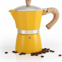 Cafetière italienne,300ml Cafetiere Moka, Cafetière à espresso pour la préparation d'espresso italien Compatible avec cuisinière à céramique cuisinière électrique gaz Compatible (Jaune)