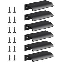6pcs Poignée d’Armoire, Invisible Poignées Meuble Tiroir, Poignées de porte Dissimulées Poignée Encastrée Affleurante Pour tiroirs portes d'armoires,Commode, Distance du Trou-64mm