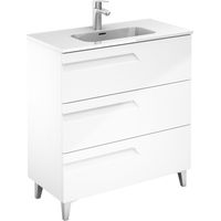 Ensemble de meubles de salle de bains avec 3 tiroirs compacts VITALE - ROYO Couleur : Blanc brillant - Options : Meuble + Vasque - Dim. : 80 cm
