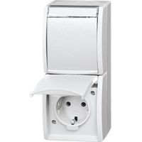 Busch-Jaeger Presa doppia SCHUKO® con campo di etichettatura con coperchio a cerniera 16 A bianco alpino - ocean® (20-02 EWN-54), 2CKA002084A0714