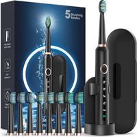Brosse à dents électrique sonique pour adultes et enfants - Brosse à dents électrique rechargeable pour enfants de 12 ans et plus et adultes avec 8 têtes de brosse et étui de voyage, autonomie de 120