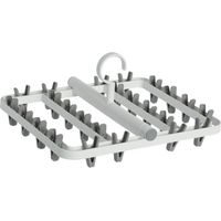 Séchoir pliable avec 24 pinces à linge - Rangement mural pour chaussettes, sous-vêtements et culottes - Blanc et gris
