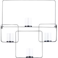 Bougeoir Chandelier Moderne en Forme de Carrés Métal Noir 65 cm Accessoire Décoratif Palawan