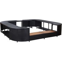 Vidaxl – Cadre de spa carré noir 268x268x55 cm – Résine tressée résistante à l'eau – Acier enduit de poudre – Marches en bois d'acacia massif