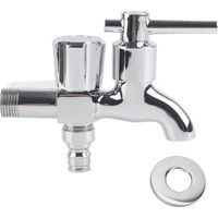 Robinet simple froid à double tête G1/2 pouce, 1 entrée, 2 sorties, double usage, robinet pour lave-linge