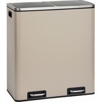 Svita – Poubelle à pédale 60 litres – 2 compartiments avec couvercles à fermeture douce – Acier thermolaqué taupe – Pour tri sélectif des déchets