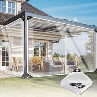 1 Bâche PVC 3x3m Transparente Avec Œillets Et Fermeture Éclair Pour Pavillon Abri Voiture