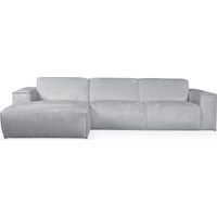 Mobilier Deco – Canapé d'angle en tissu gris – Angle gauche – Dimensions L313xP162xH77 cm – Assise moelleuse et dossier rembourré