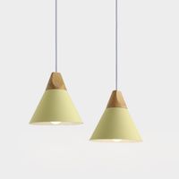 2-pack Modern Pendant Light Wood Metal Hanging Lamp Fixture Adjustable Ceiling Light Light Yellow Ø22cm