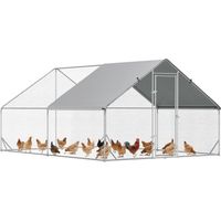 Pollaio da Giardino et Telaio Zincato, Copertura Impermeabile e Rete Esagonale, 3x4x2 mètres, Argento