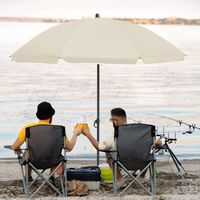 WOLTU Ø155cm Sonnenschirm, Gartenschirm UV-Schutz Strandsonnenschirm UPF 50, Höhen- und Neigungsverstellbar, Tragetasche, für Balkon Garten, Strand, Beige