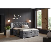 Boxspringbett Elektrisch Bett STEVE 200x200cm in Stoff Fresh Dunkelgrau