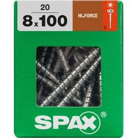 SPAX HI.FORCE, 8 x 100 mm, 20 Stück, Vollgewinde, Tellerkopf, T-STAR plus T40, 4CUT, WIROX - 4251010801006