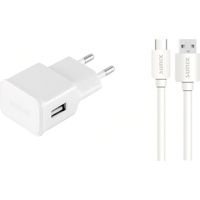 Sunix Netzteil Ladegerät 2A Micro-USB Tragbares Reiseladegerät Steckdose 1,2m Kabel kompatibel mit Smartphones. Android Smartphones in Weiß