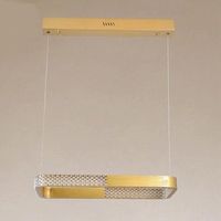 Lampadario A Sospensione Led 18w Rettangolare Oro Cristallo Con Telecomando 32026