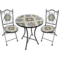 SET TAVOLO MOSAICO DA ESTERNO 'FIORARTE' Ø cm 60 x h.75 (tavolo) - cm 38 x h. 46-92 (sedie)