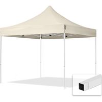 Gazebo Pieghevole Giardino 3x3m Telo Poliestere idrorepellente Padiglione Mercati Sagre crema