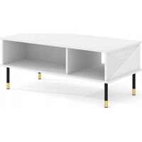 Table basse 110x55 cm fraisée sur pieds Blanc Mat WODUN