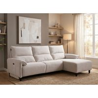 Canapé d’angle relax électrique en tissu beige LUDMILA - Angle