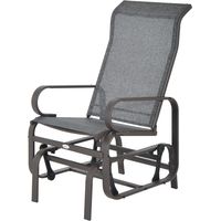 Fauteuil à bascule de jardin, chaise de jardin, fauteuil relaxant, balancelle de jardin, fauteuil à bascule en métal pour jardin, terrasse, balcon, Textline gris et marron, 60 x 78 x 105 cm
