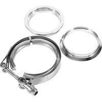Jeffergarden Collier de serrage en V, collier d'échappement en bande en V de 3 po avec kit de 2 brides, collier de serrage en bande en V en acier inoxydable pour tuyau de descente Turbo