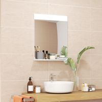 Badezimmerspiegel, Wandspiegel mit Ablagefläche für Wohn- oder Schlafzimmer, 50 x 12 x 60 cm, weiß