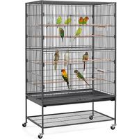 Yaheetech – Cage pour oiseaux sur roulettes 93,5 × 56,5 × 153 cm – 2 étages – Métal à finition pulvérisée – Accueille 10-12 oiseaux