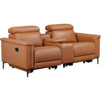 Lund-Fauteuil inclinable double avec fonction manuelle en PU de couleur cognac