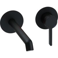 Mezclador monomando de lavabo de pared en negro mate con cuerpo incorporado Pollini Lumea LT700251040 Negro mate