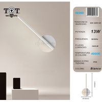 Applique da parete led 13w lineare verticale orientabile bianco oro moderno lampada luce fredda naturale Bianco - Luce naturale