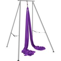 Mophorn Aerial Yoga-Gestell und Hängematte, 3,9 m hohes professionelles Schaukelgestell mit 12 m langer Hängematte, max. 250 kg Tragkraft für Yoga im Innen- und Außenbereich, Violett