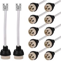 Douilles en céramique GU10 : câble en silicone de qualité 15 cm/10 mm, douille GU10, connecteur GU10 pour ampoule GU10 0-250 V, 3 A, douilles GU10 en céramique - 12 pièces