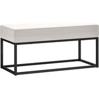 Banc d'entrée moderne en acier, mousse et tissu velours avec pieds réglables, 94 x 42 x 44 cm, crème